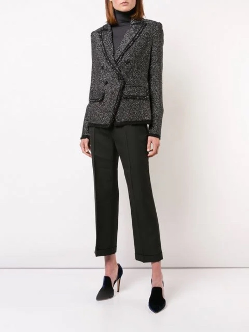 Veronica Beard Black Tweed Double-Breasted Blazer - Picture 2 of 8